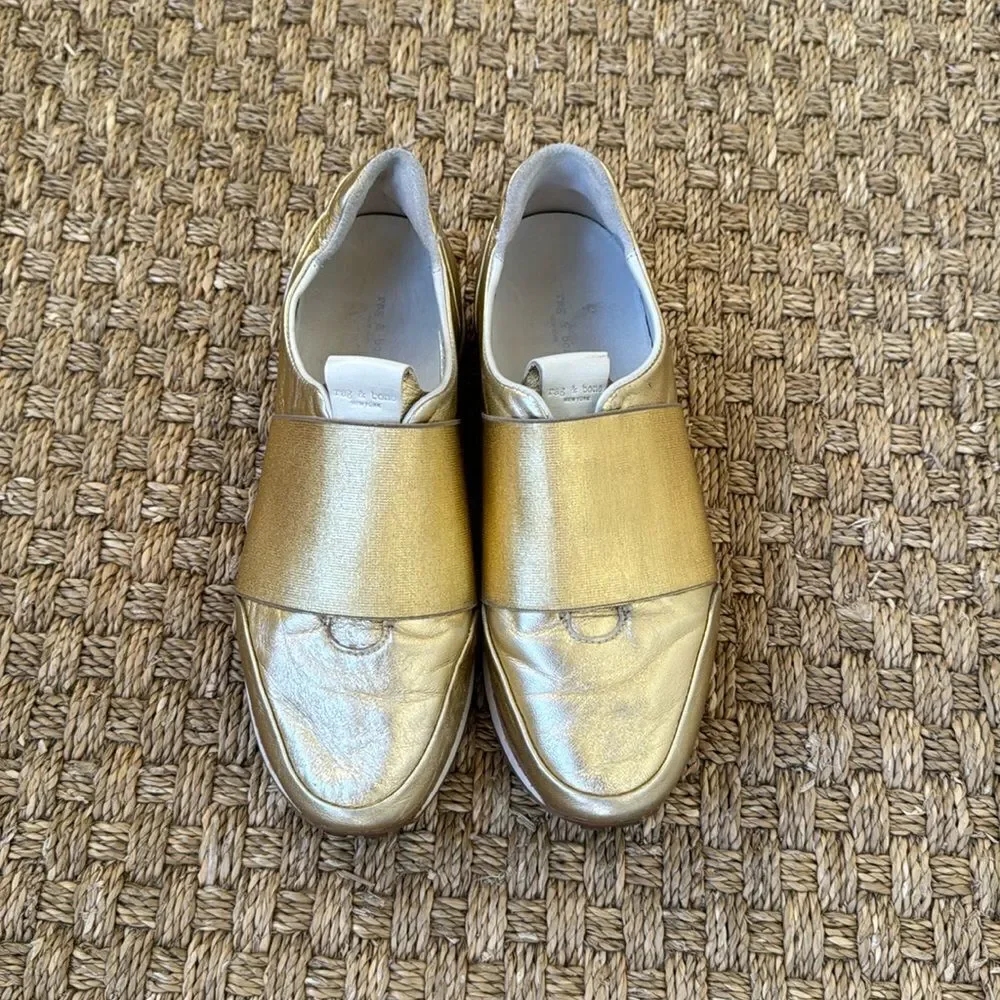 Gold Slip On Sneakers By Rag & Bone New York